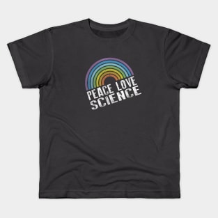 PEACE LOVE SCIENCE - RETRO RAINBOW Kids T-Shirt